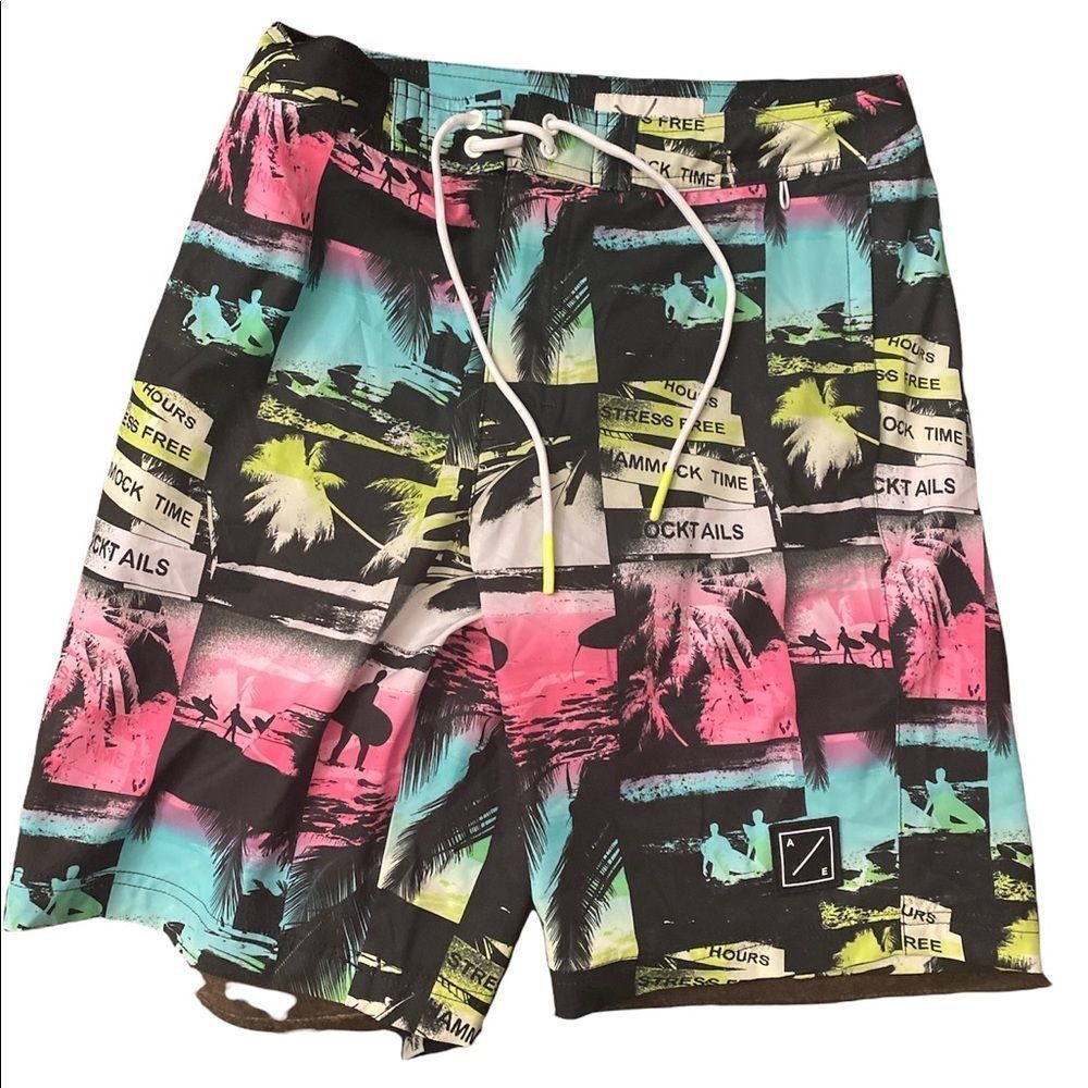 American eagle graphic swim trunks size large